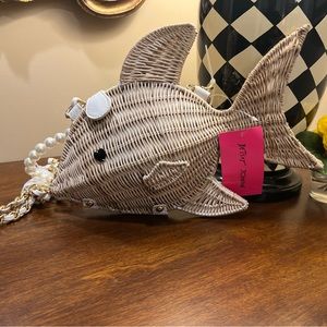 Betsey Johnson Fish Wicker Purse NWT never used